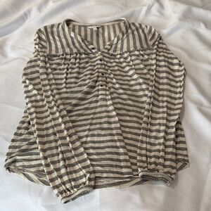 Striped Gray and Cream Women's Top